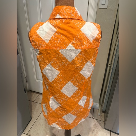 Boden Orange and White Sleeveless Blouse - Picture 2 of 8